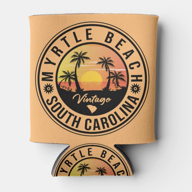 Enfriador De Latas Myrtle Beach South Carolina Retro Sunset Souvenir (Anverso)