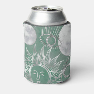 Enfriador De Latas Mystique solar   Duste Green Silver Moon Stars Sun