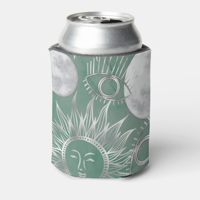Enfriador De Latas Mystique solar | Duste Green Silver Moon Stars Sun (Reverso de la lata)