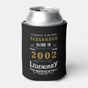 Enfriador De Latas Nacido 21 Nacido 2002 Vintage Black personalizado