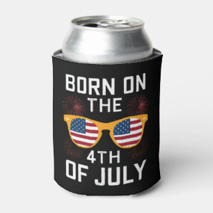 Enfriador De Latas Nacido el 4 de julio Gafas de sol de cumpleaños EE