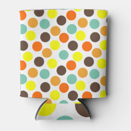 Enfriador De Latas Naranja, amarillo, marrón, puntos azules