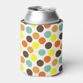 Enfriador De Latas Naranja, amarillo, marrón, puntos azules