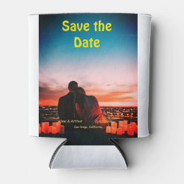 Enfriador De Latas naranja boho guardar la fecha QR añadir foto del n