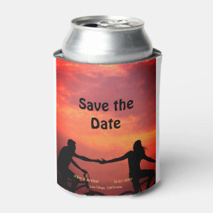 Enfriador De Latas naranja boho guardar la fecha QR añadir foto del n