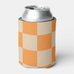 Enfriador De Latas Naranja Cheques geométricos retro