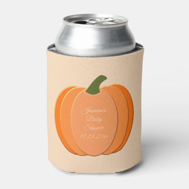 Enfriador De Latas Naranja Cuto Género Neutral Calabaza Baby Shower (Lata Anverso)