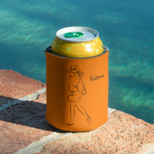 Enfriador De Latas Naranja de Arte Moderno Diseño Elegante Damas Añad