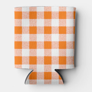 Enfriador De Latas Naranja de Gingham Check