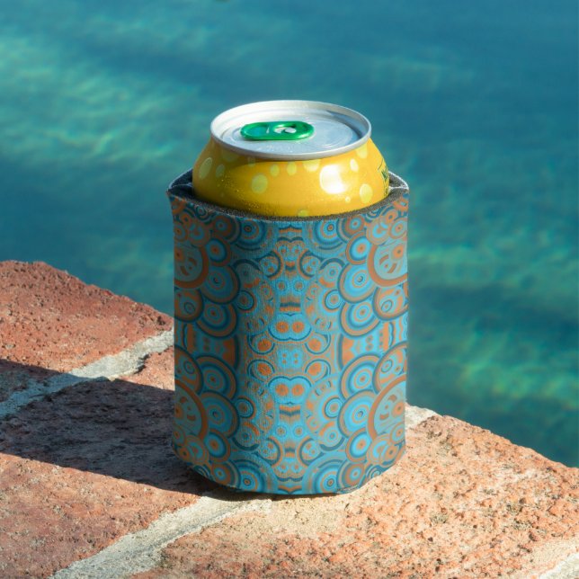 Enfriador De Latas Naranja de gradiente Círculo Concéntrico Turquesa  (Piscina in situ)