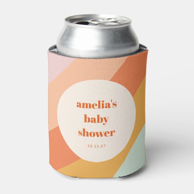 Enfriador De Latas Naranja de la Fábrica de la Moneda Boho Stripes Pe (Lata Anverso)