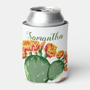 Enfriador De Latas Naranja de moda Flor Pricky Pear Cactus