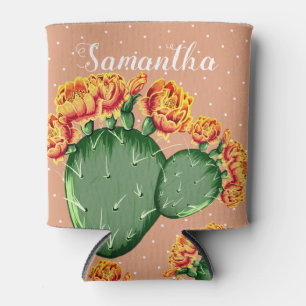 Enfriador De Latas Naranja de moda Flor Pricky Pear Cactus Puede Cool