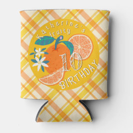 Enfriador De Latas Naranja Fruity Birthday Plaid