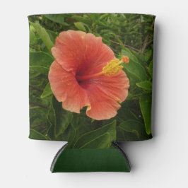 Enfriador De Latas Naranja Hibiscus Flower Tropical Floral