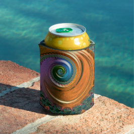 Enfriador De Latas Naranja Mandelbrot Swirl