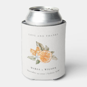 Enfriador De Latas Naranja mínimo Boho Botánico Amor Gracias Boda