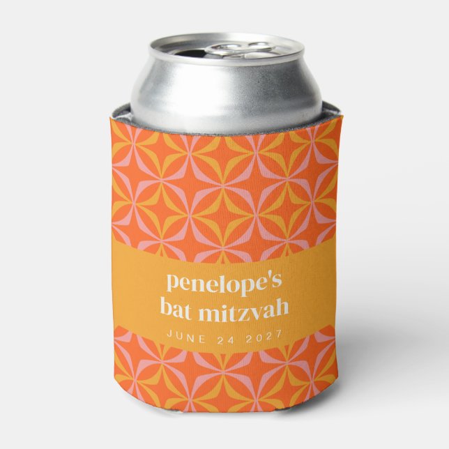 Enfriador De Latas Naranja personalizado Típografía Retro Amarilla Ba (Lata Anverso)