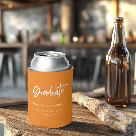 Enfriador De Latas Naranja personalizado y Partido de Graduación Blan