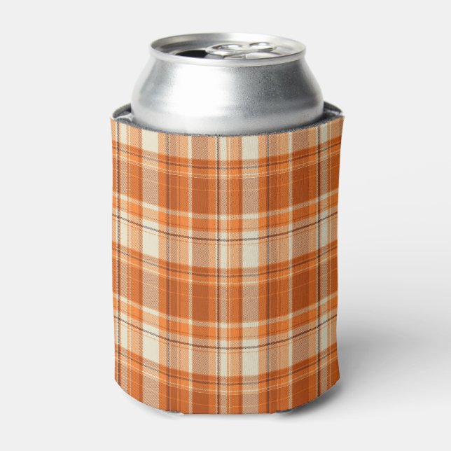 Enfriador De Latas Naranja plaid (Lata Anverso)