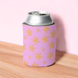 Enfriador De Latas Naranja Purple Floral Elegante Bebida Floral