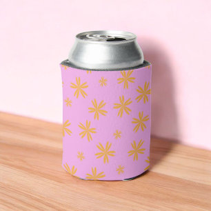 Enfriador De Latas Naranja Purple Floral Elegante Bebida Floral