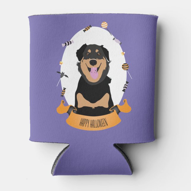 Enfriador De Latas Naranja púrpura de Candy Portrait Rottweiler Dog (Anverso)