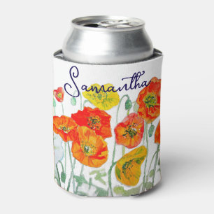 Enfriador De Latas Naranja Red Poppy Flower Pattern Gracias