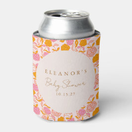 Enfriador De Latas Naranja Rosa Boho Personalizado de Baby Shower con