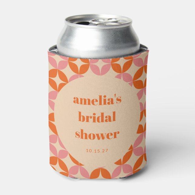 Enfriador De Latas Naranja Rosa MidCentury Modern Personalizado Brida (Lata Anverso)