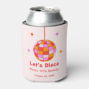 Enfriador De Latas Naranja rosado Disco Ball Let's Disco fiesta de cu