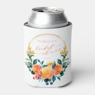 Enfriador De Latas Naranja ruso acuarela Floral Bridal Shower
