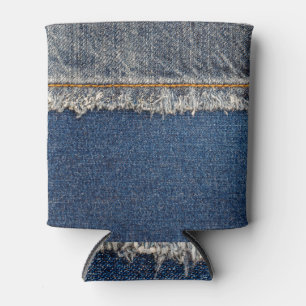 Enfriador De Latas Naranja Stitch, Parche De Doble Denim.