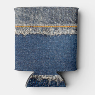 Enfriador De Latas Naranja Stitch, Parche De Doble Denim.