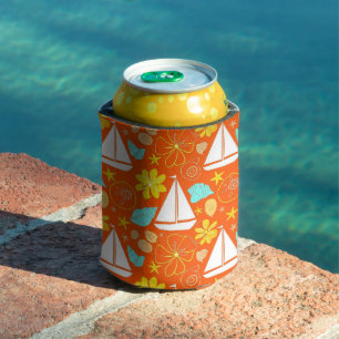 ENFRIADOR DE LATAS NARANJA TURQUESA AMARILLO BARCAS DE VERANO & CONCH
