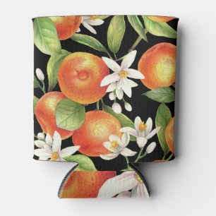 Enfriador De Latas Naranjas de mano desatada: Ilustracion floral.