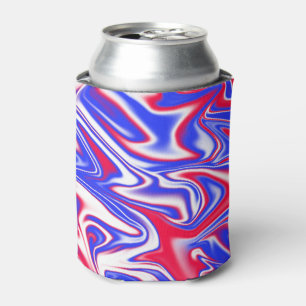 Enfriador De Latas Natación patriótica: Mármol rojo blanco y azul,