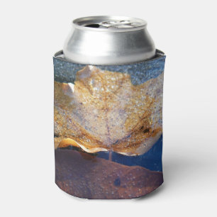 Enfriador De Latas Naturaleza otoñal de la hoja de arce amarilla cong