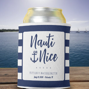 Enfriador De Latas Nauti o bonita tira rayada náutica de soltera