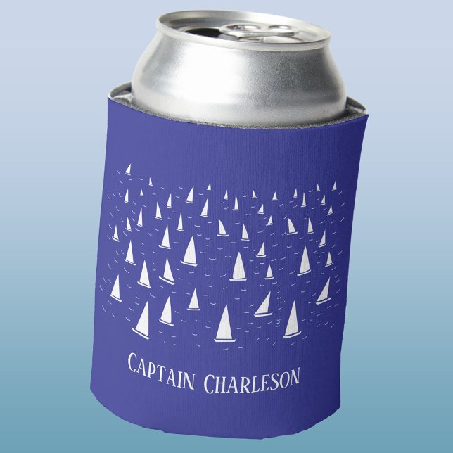 Enfriador De Latas Náutica náutica personalizada (Sailing boat personalized boat captain yacht can cooler)