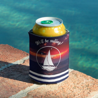 Enfriador De Latas Náutica/velero/atardecer oceánico/Vamos a navegar
