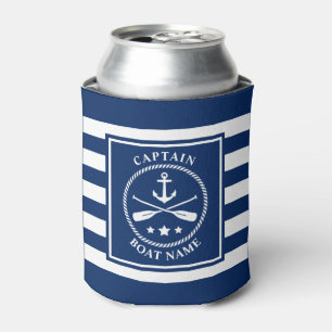 Enfriador De Latas Nautical Anchor Oar Captain Bote Nombre Bandas de
