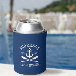 Enfriador De Latas Nautical Anchor Oars Naval Blue Family Lake House