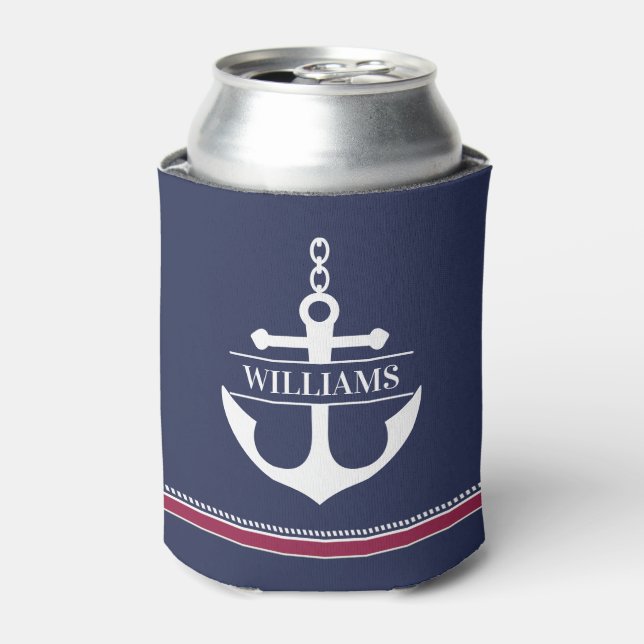 Enfriador De Latas Nautical Anchor personalizado (Lata Anverso)