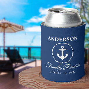 Enfriador De Latas Nautical Anchor Rope Familia Reunión Naval Azul