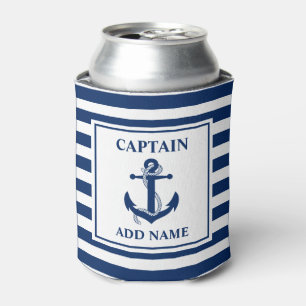 Enfriador De Latas Nautical Anchor Rope Stried Captain Name