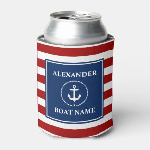 Enfriador De Latas Nautical Anchor Rope Tirado Barco RWB Su Nombre