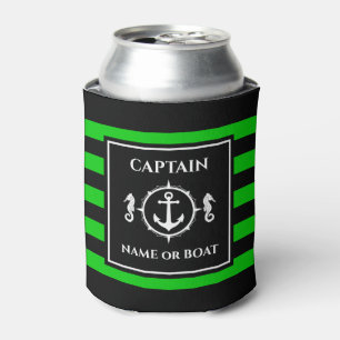 Enfriador De Latas Nautical Anchor Seahors Captain Name or Boat Lime