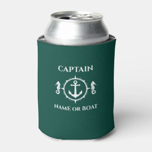 Enfriador De Latas Nautical Anchor Seahorse Capitán Bote Nombre Mar