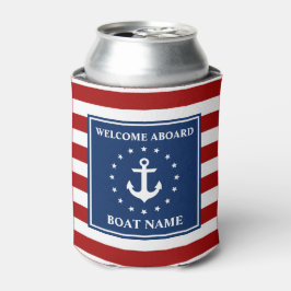 Enfriador De Latas Nautical Anchor Striped Bot Name Stars